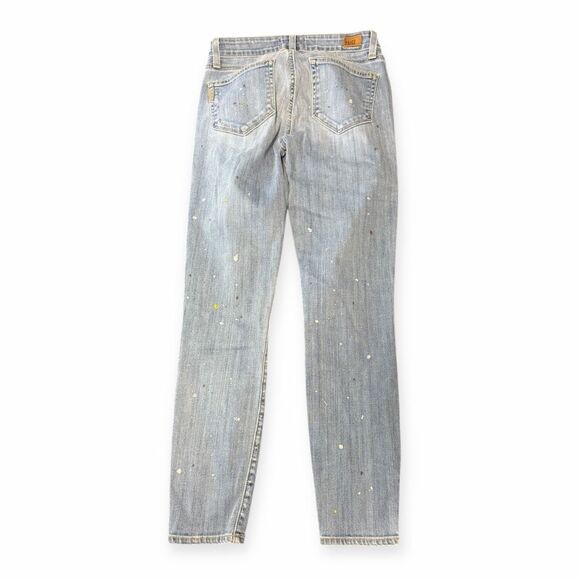 PAIGE Women’s Light Wash Paint Splatter Verdugo Ankle Skinny Jeans Size 25 - Picture 2 of 5